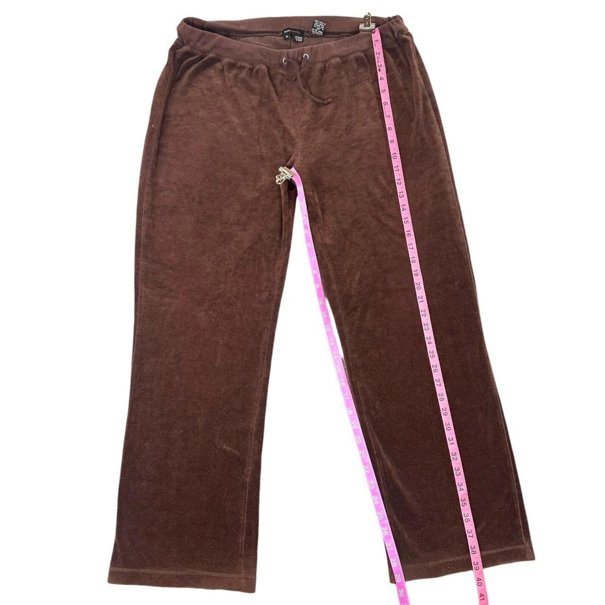 BCBGMAXAZRIA Chocolate Brown Velour Wide Leg Track Pants Y2K Loungewear Retro