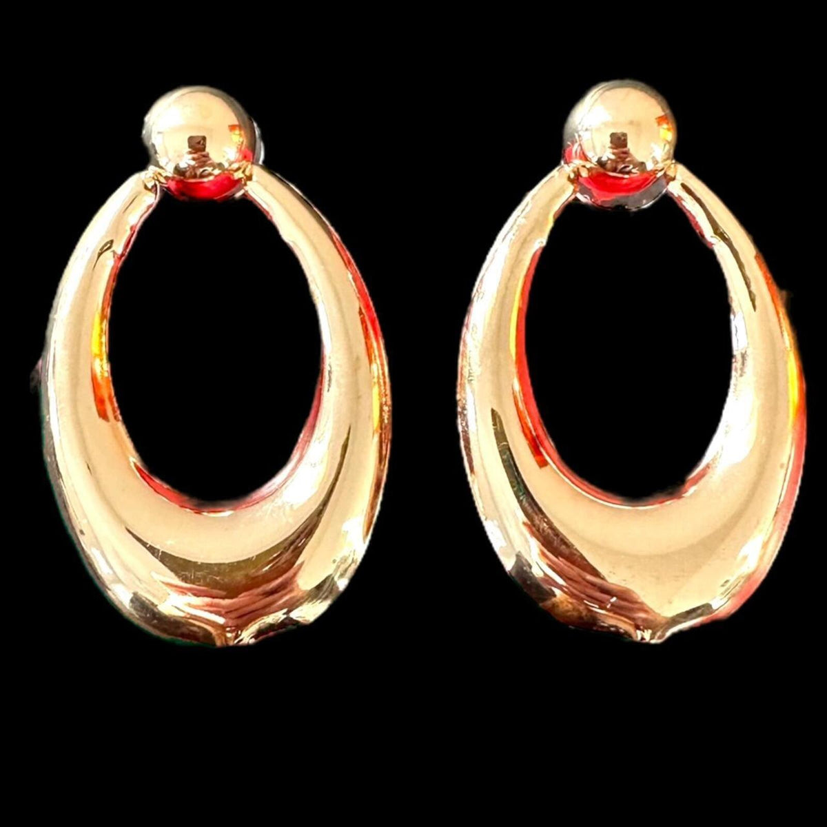 Gold Tone Oval Hoop Earrings