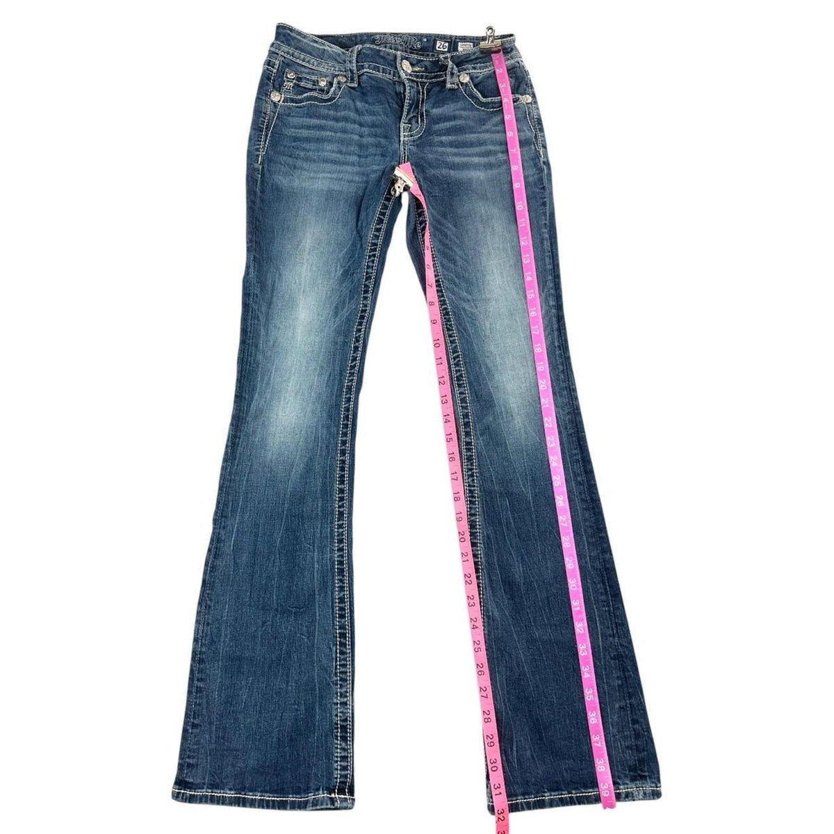 Miss Me Vintage Angel Wing Embellished Bootcut Jeans Y2K Rhinestone Denim