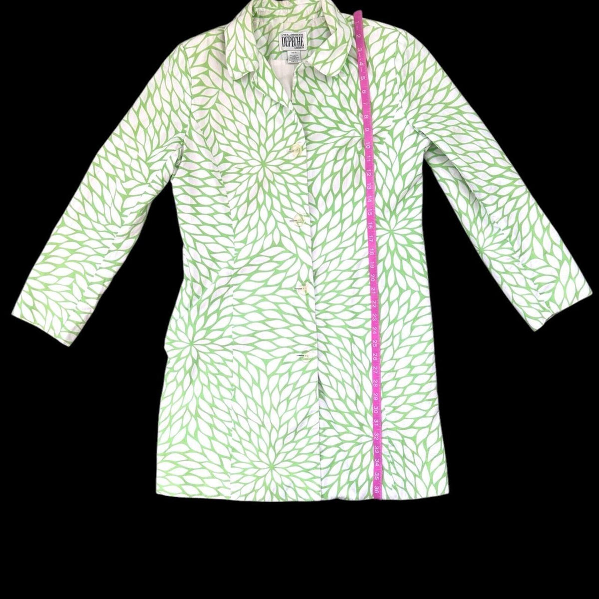 Yves Cossette Depeche Jacket Vintage Green Floral Button Up Long Sleeve Retro