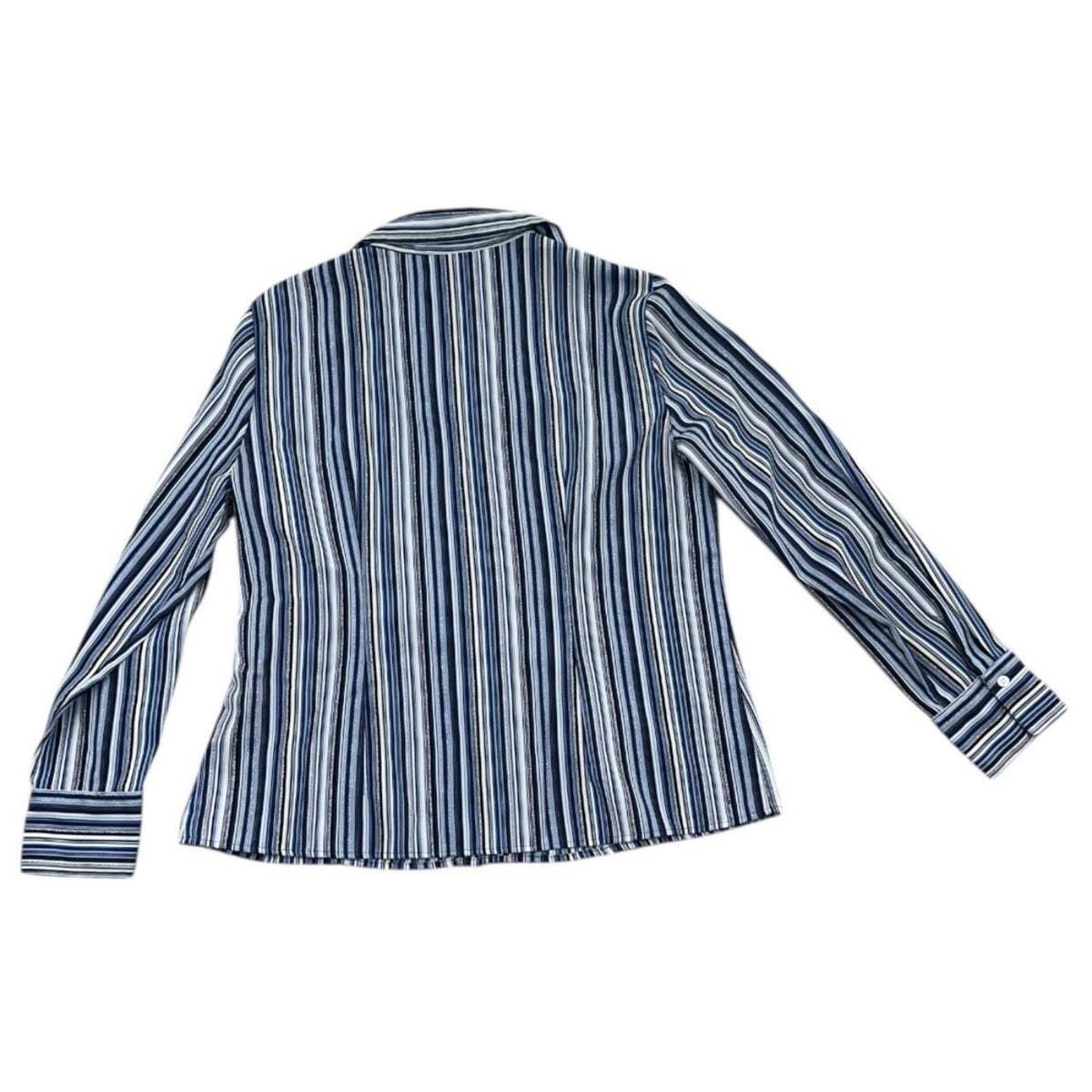 East 5th Women's Striped Button Down Shirt Blue Multi Vertical Stripes