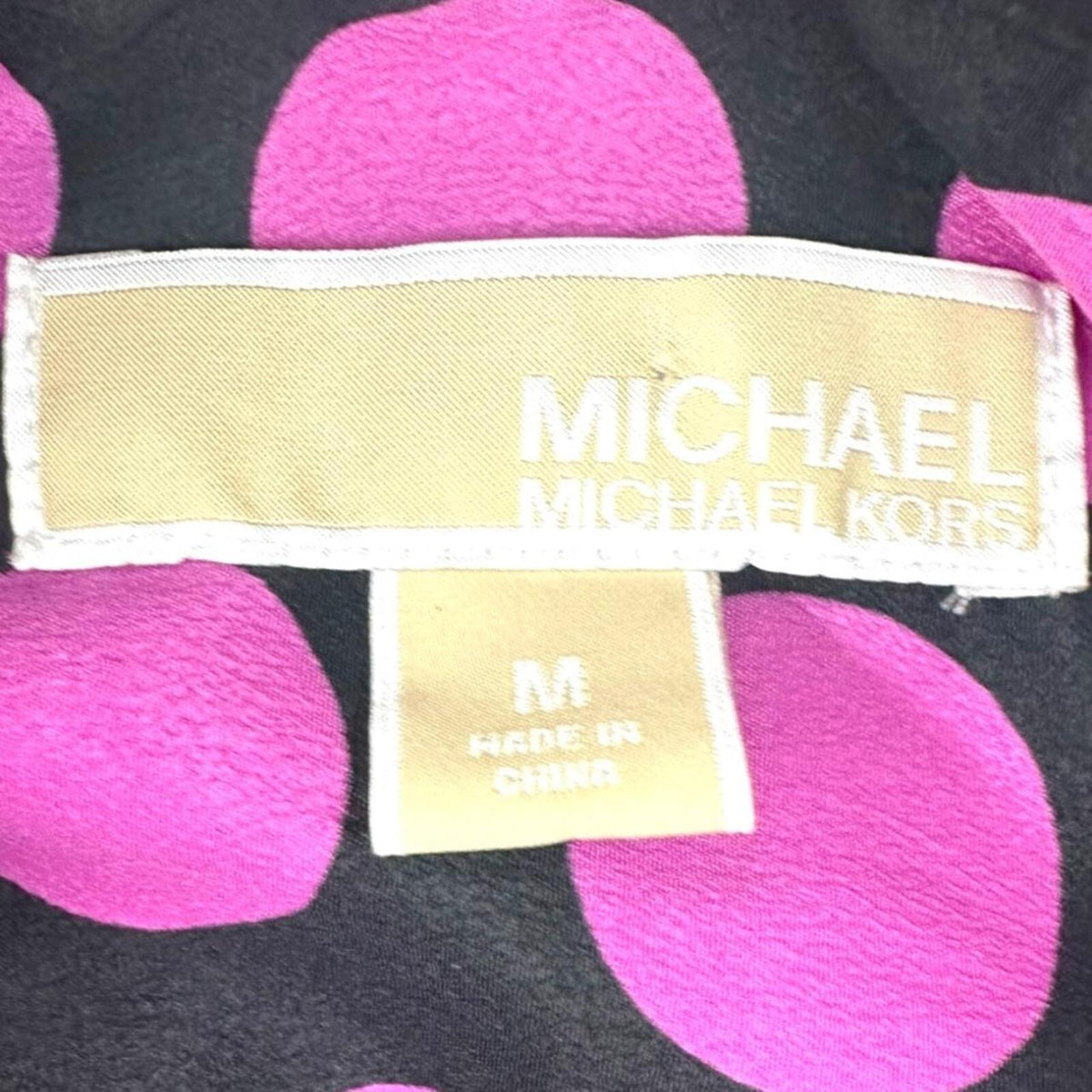 Michael Kors Black and Hot Pink Polka Dot Button Down Blouse Y2K