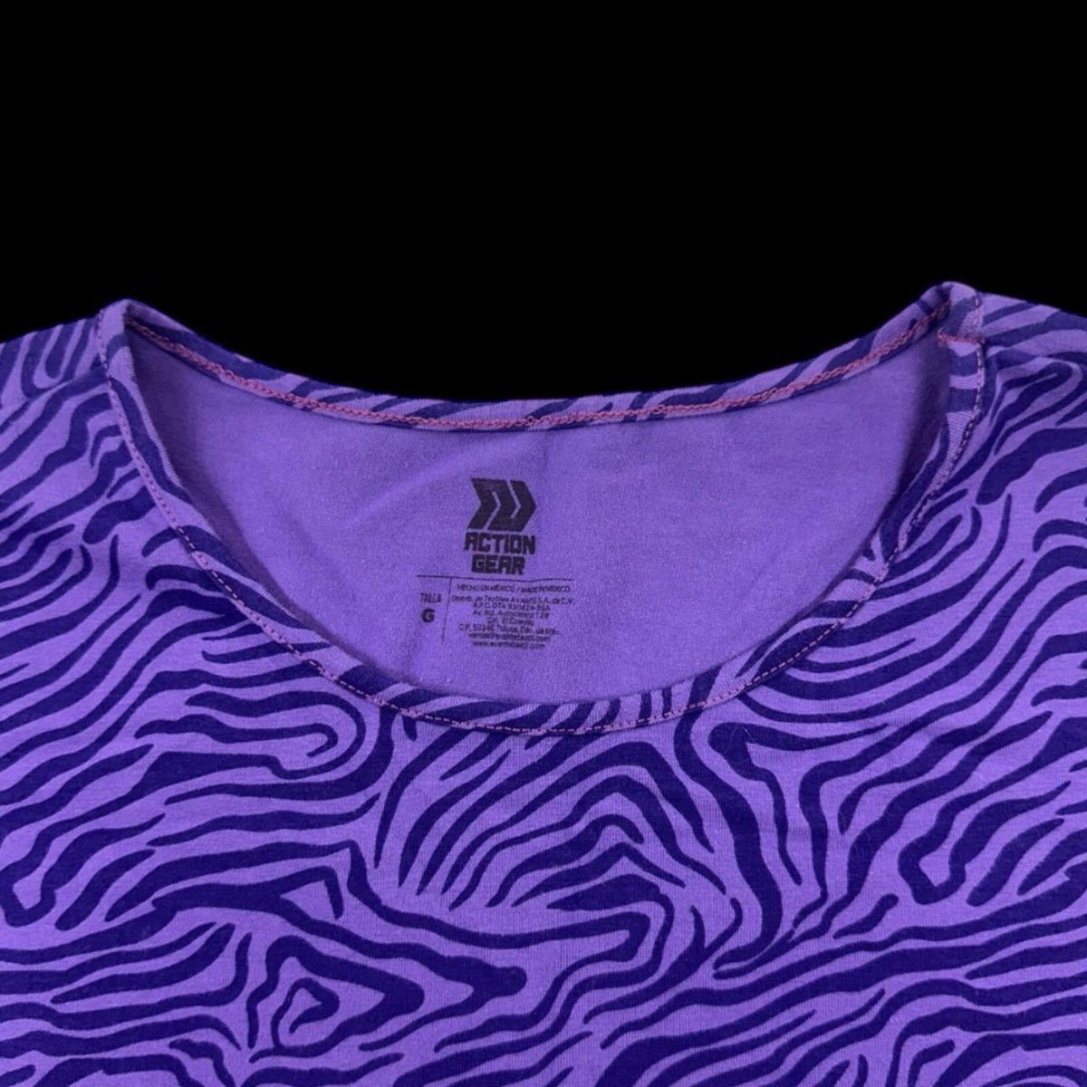 Action Gear Purple Zebra Swirl Crop Top Vintage Inspired Y2K Sporty Loungewear
