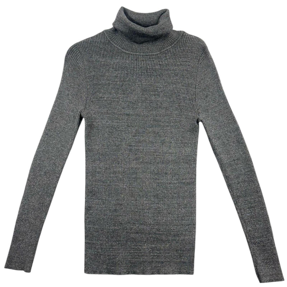 Faded Glory Grey Ribbed Turtleneck Sweater Long Sleeve Slim Fit