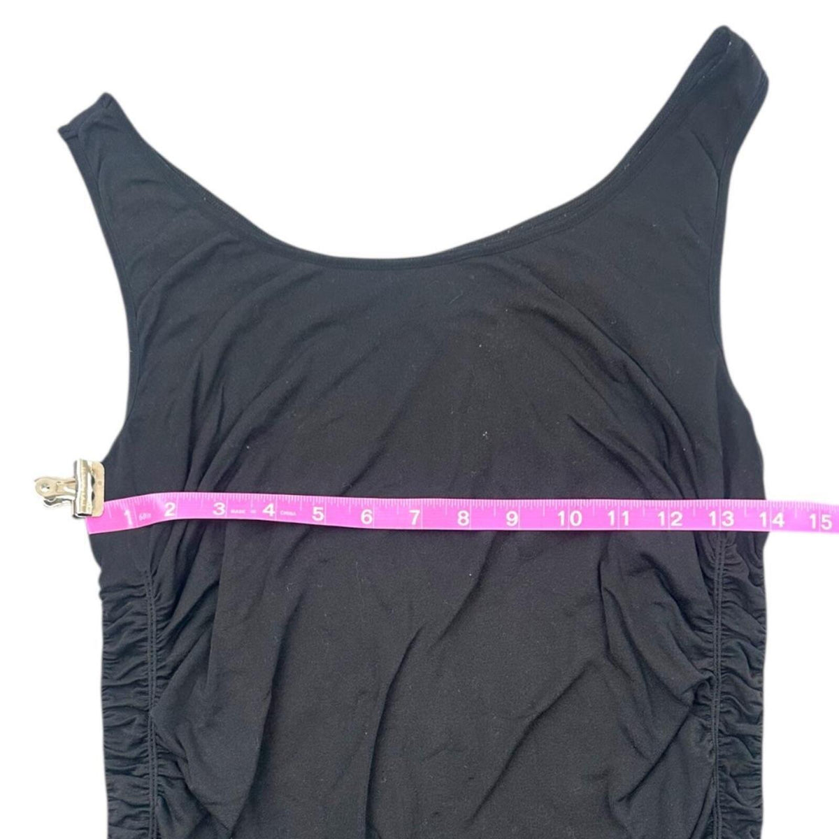 Black Side Ruching Tank Top Casual Minimalist Preppy