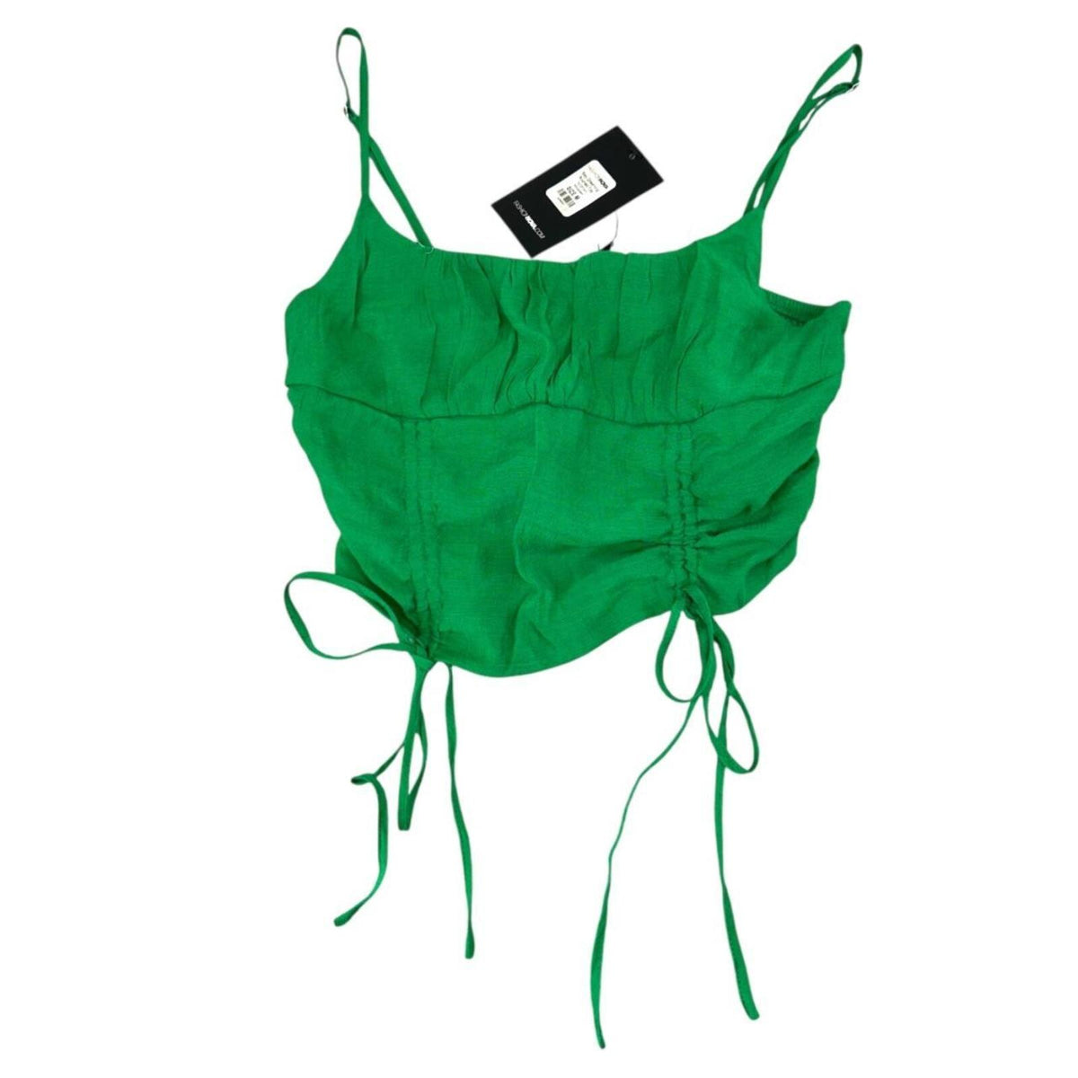 NWT Fashion Nova Green Ruched Drawstring Crop Top