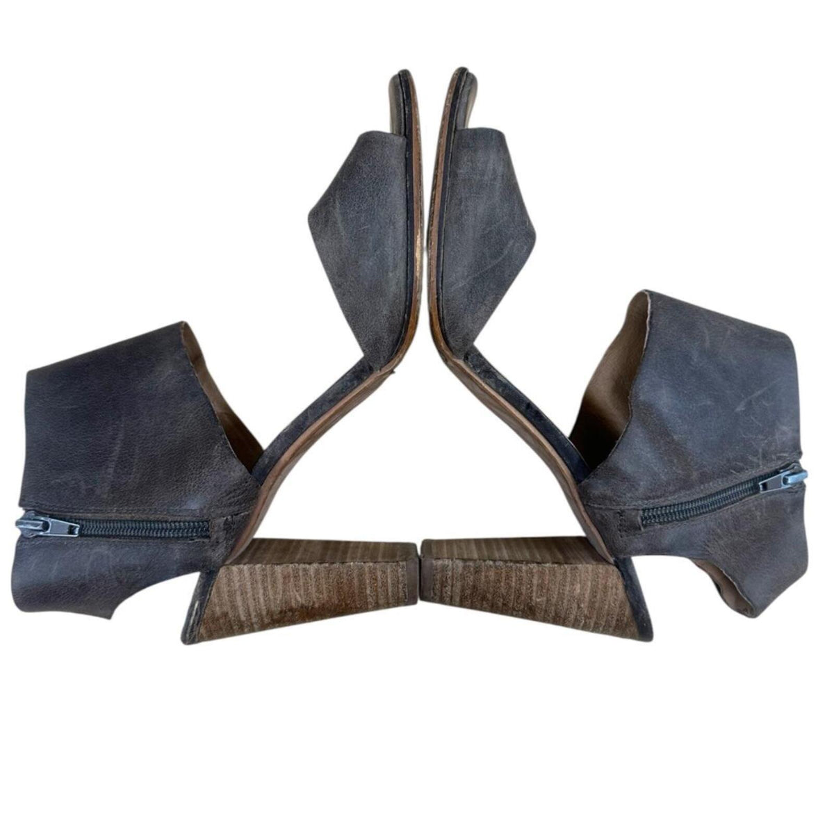 Lucky Brand Jaylin Ankle Cuff Sandals Brown Taupe Distressed Leather Block Heel
