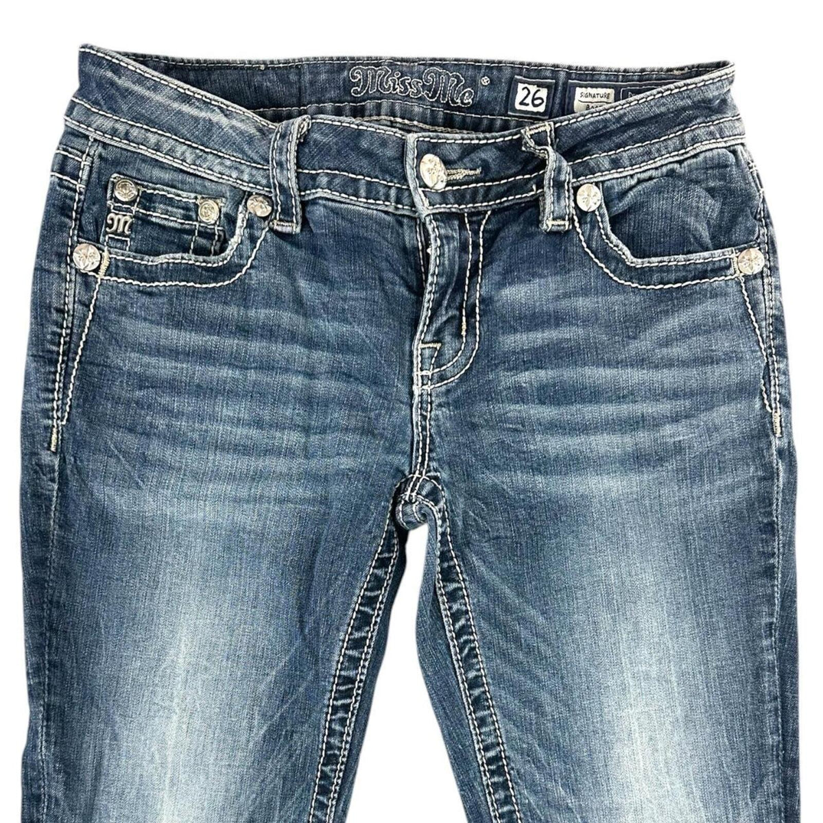 Miss Me Vintage Angel Wing Embellished Bootcut Jeans Y2K Rhinestone Denim