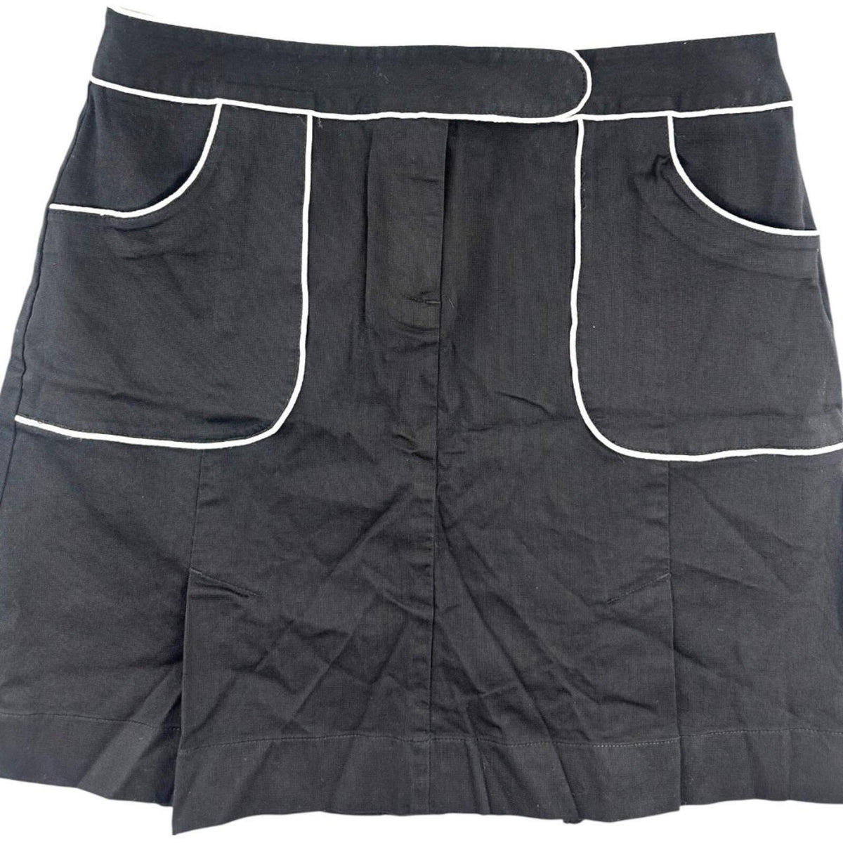 Ann Taylor LOFT Black Mini Skirt with White Piping Y2K Coquette Girl