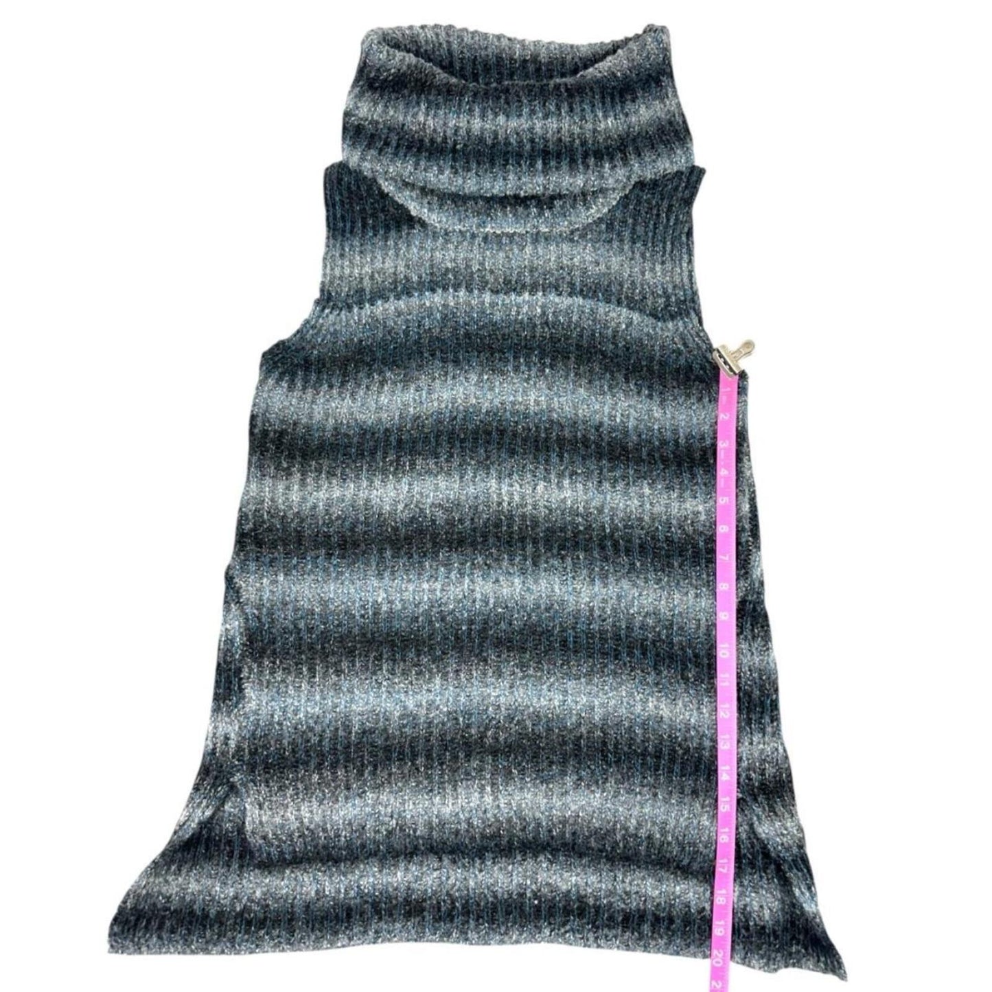 Hem & Thread Sleeveless Cowl Neck Tunic Sweater Gray Blue Bohemian Fairycore