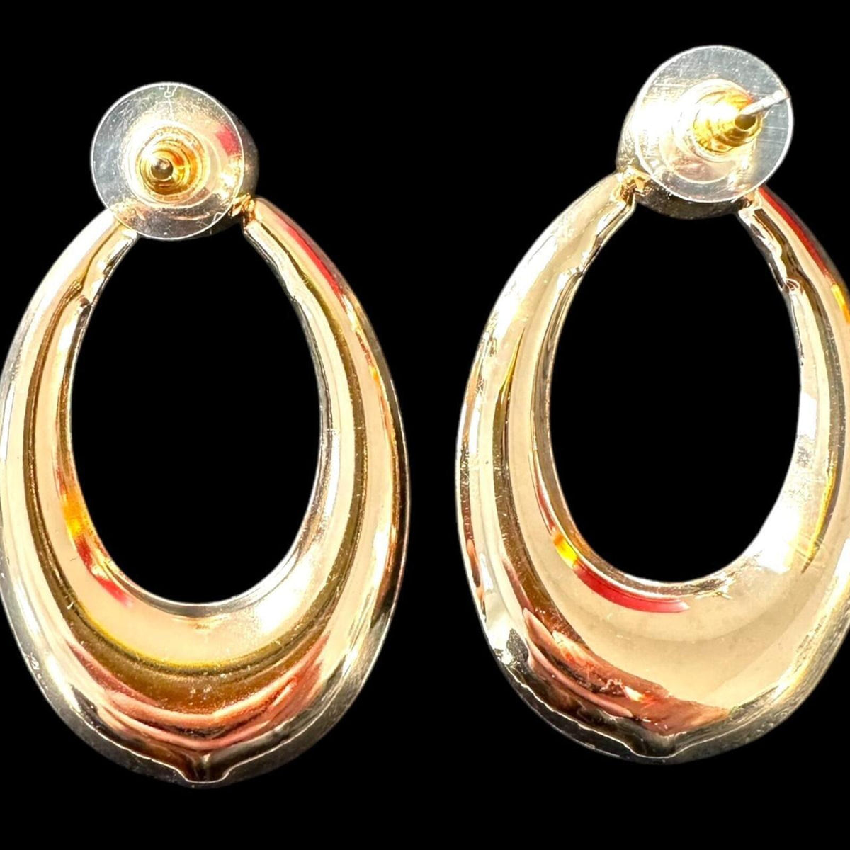 Gold Tone Oval Hoop Earrings