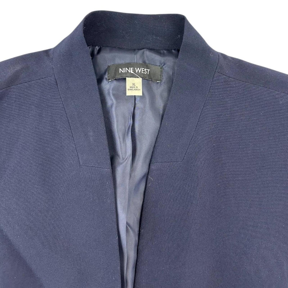 Nine West Navy Blue Open Front Blazer Minimalist Preppy Workwear Jacket