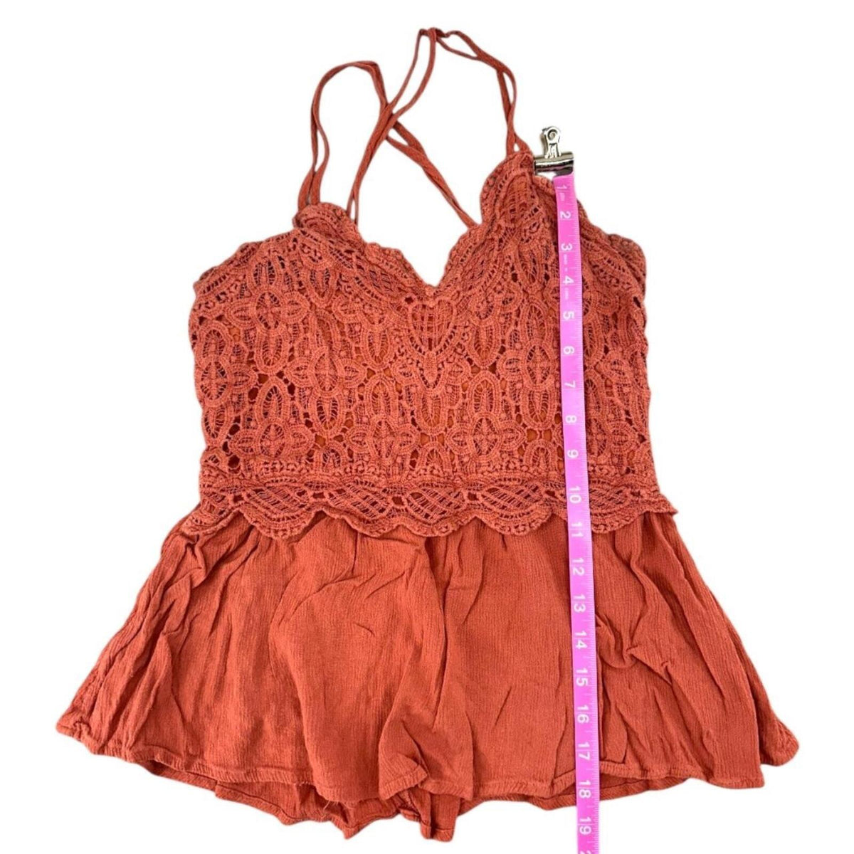 Maurices Crochet Peplum Cami Tank Top Orange Bohemian Cottage