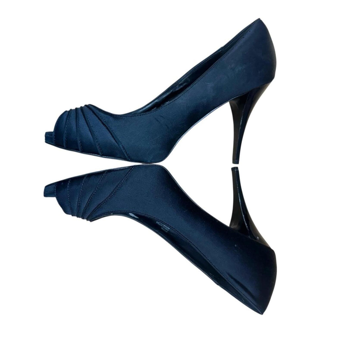 White House Black Market Jordin Black Satin Peep Toe Pumps