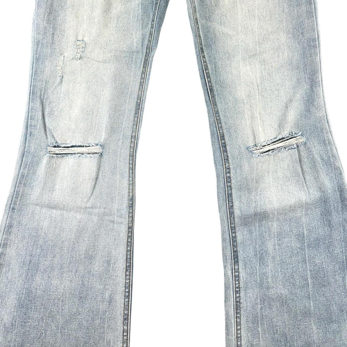 Tinseltown Light Wash Distressed Flare Jeans with Raw Frayed Hem Y2K Boho Style