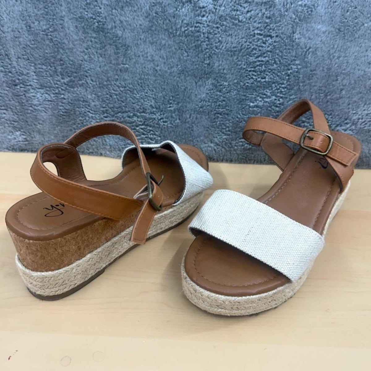 Y-Not Clever Wedge Sandals Bohemian Y2K Fairycore Style White Cream Espadrille