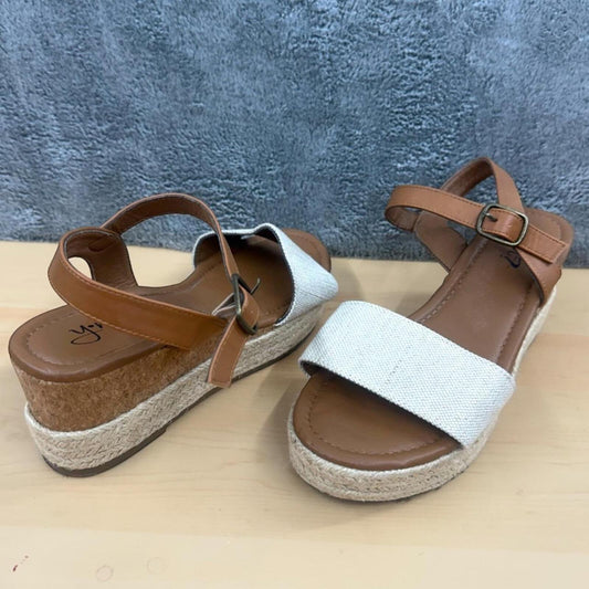Y-Not Clever Wedge Sandals Bohemian Y2K Fairycore Style White Cream Espadrille