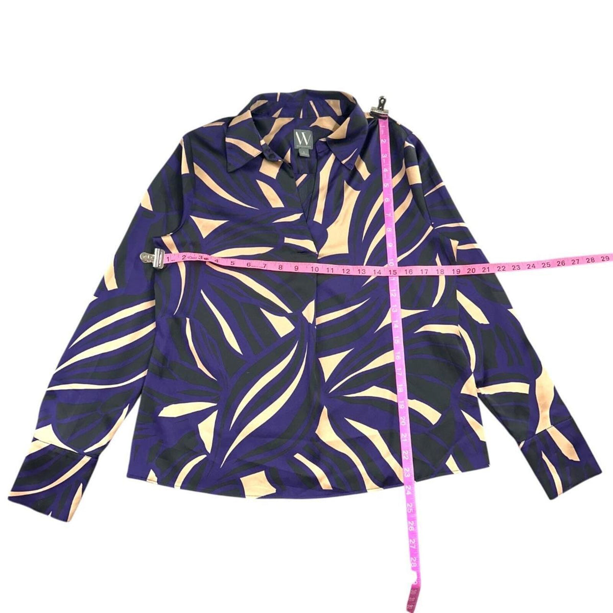 Worthington Vintage Y2K Abstract Swirl Purple Cream Black Blouse
