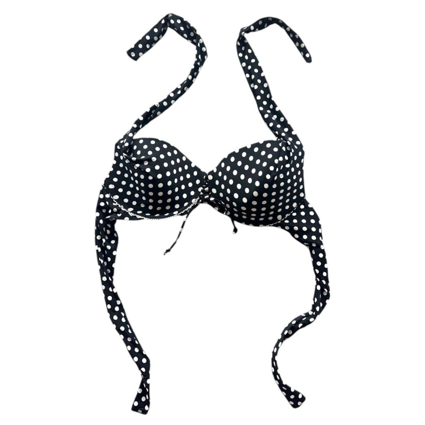Coco Reef Black White Polka Dot Halter Bikini Top Y2K Coquette Cottage