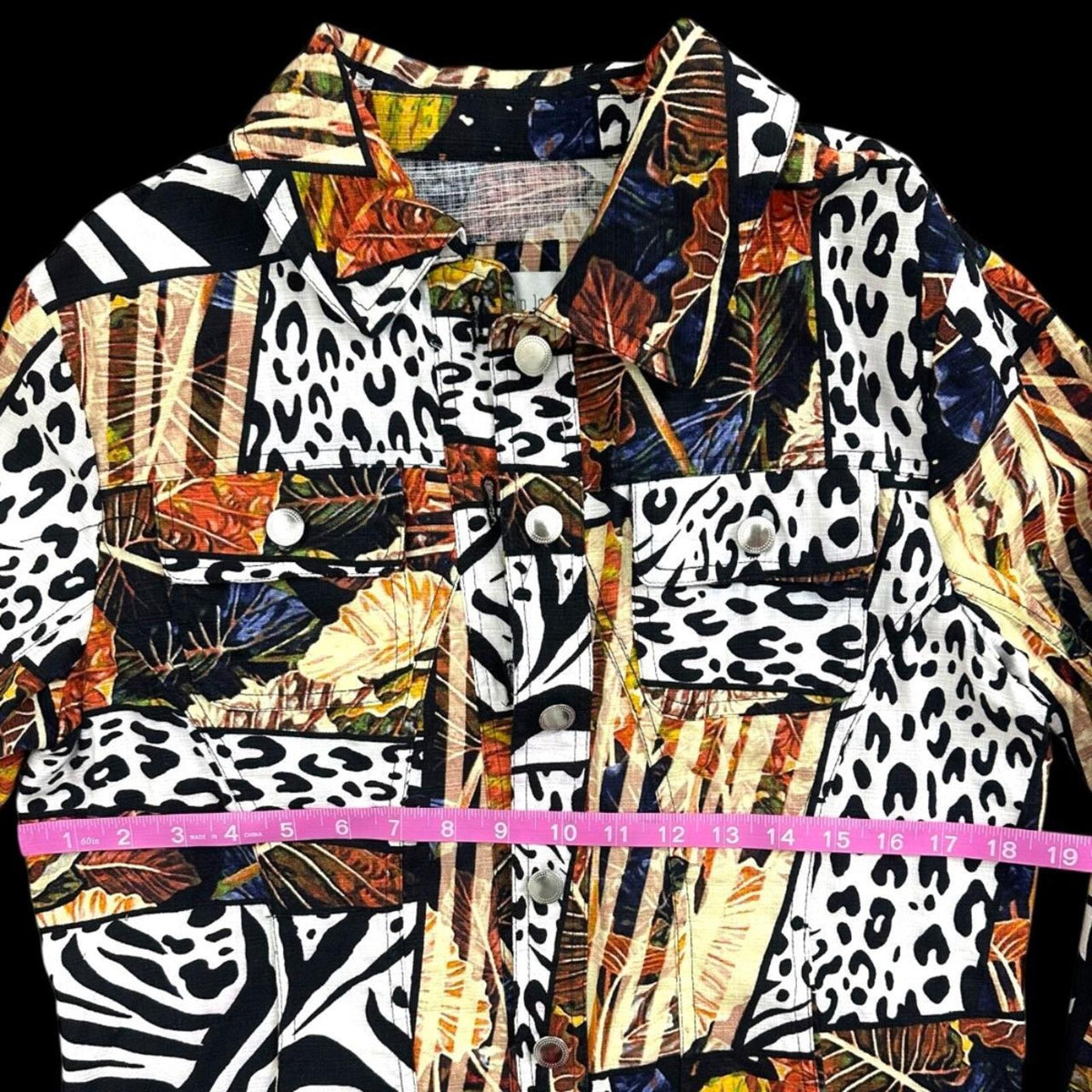 Erin London Animal Print Patchwork Jacket Cotton Blend Safari Boho Shack