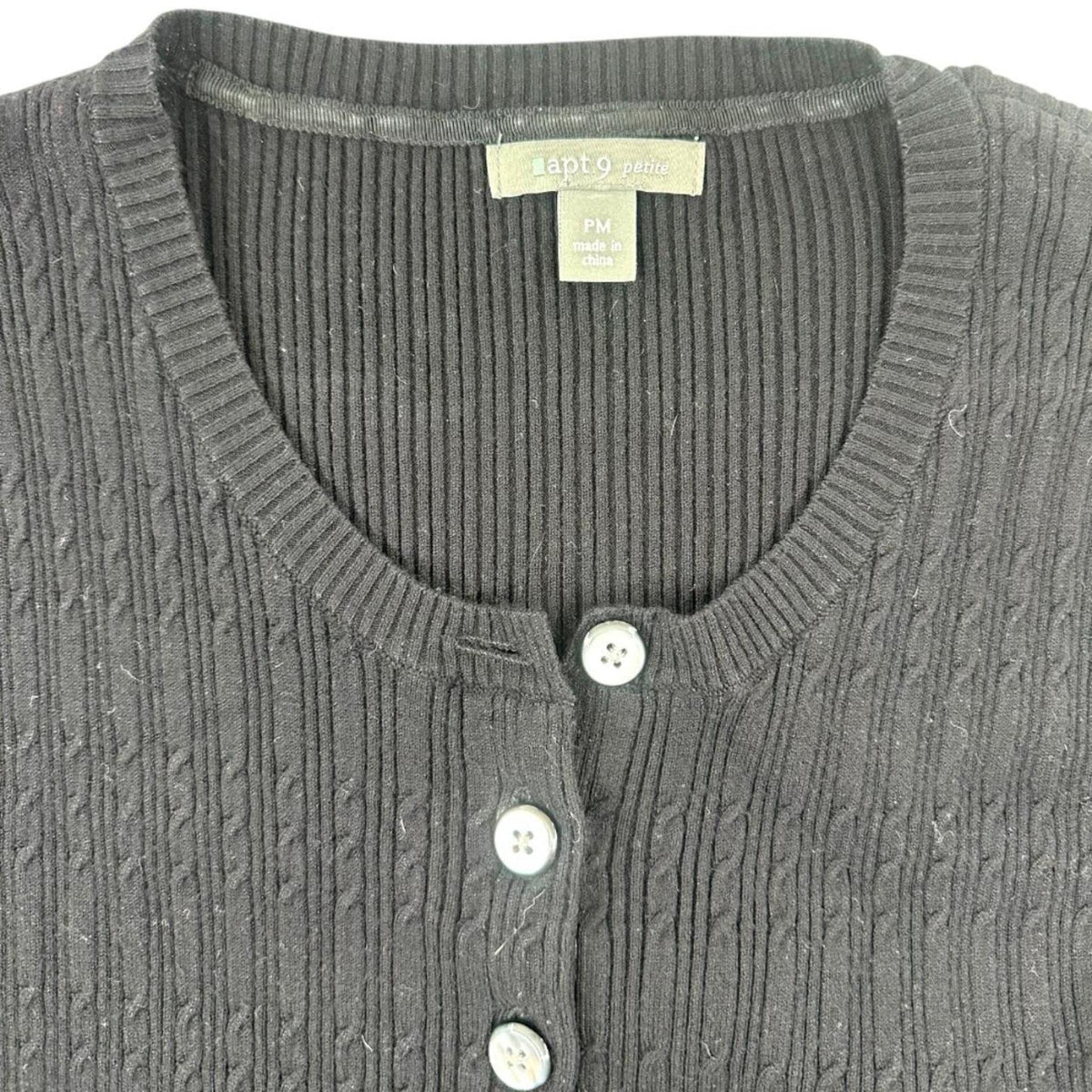 Apt. 9 Long Sleeve Babydoll Button Up Sweater Blouse in Black