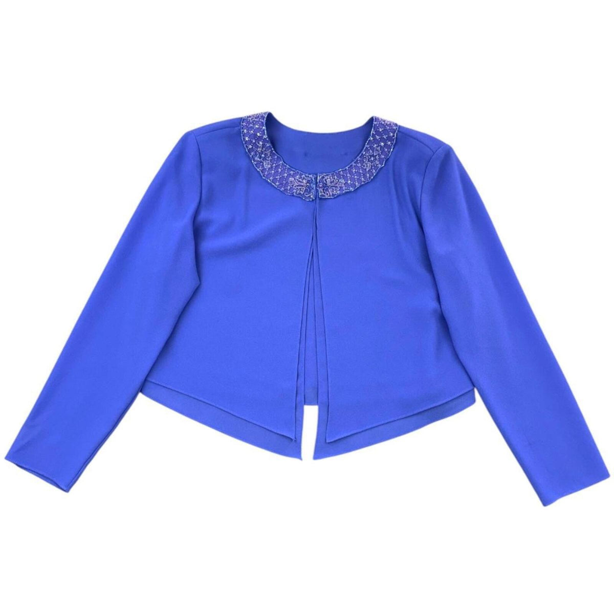 Purple Cropped Beaded Open Front Jacket Stylish Glam Bohemian
