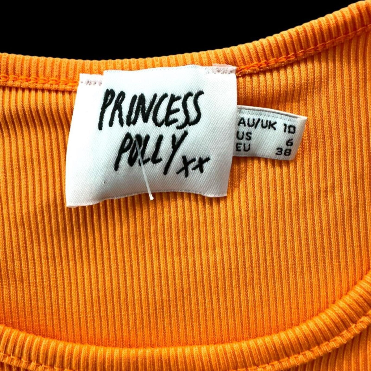 Princess Polly Samara Orange Ribbed Crop Tank Top with Adjustable Side Ties