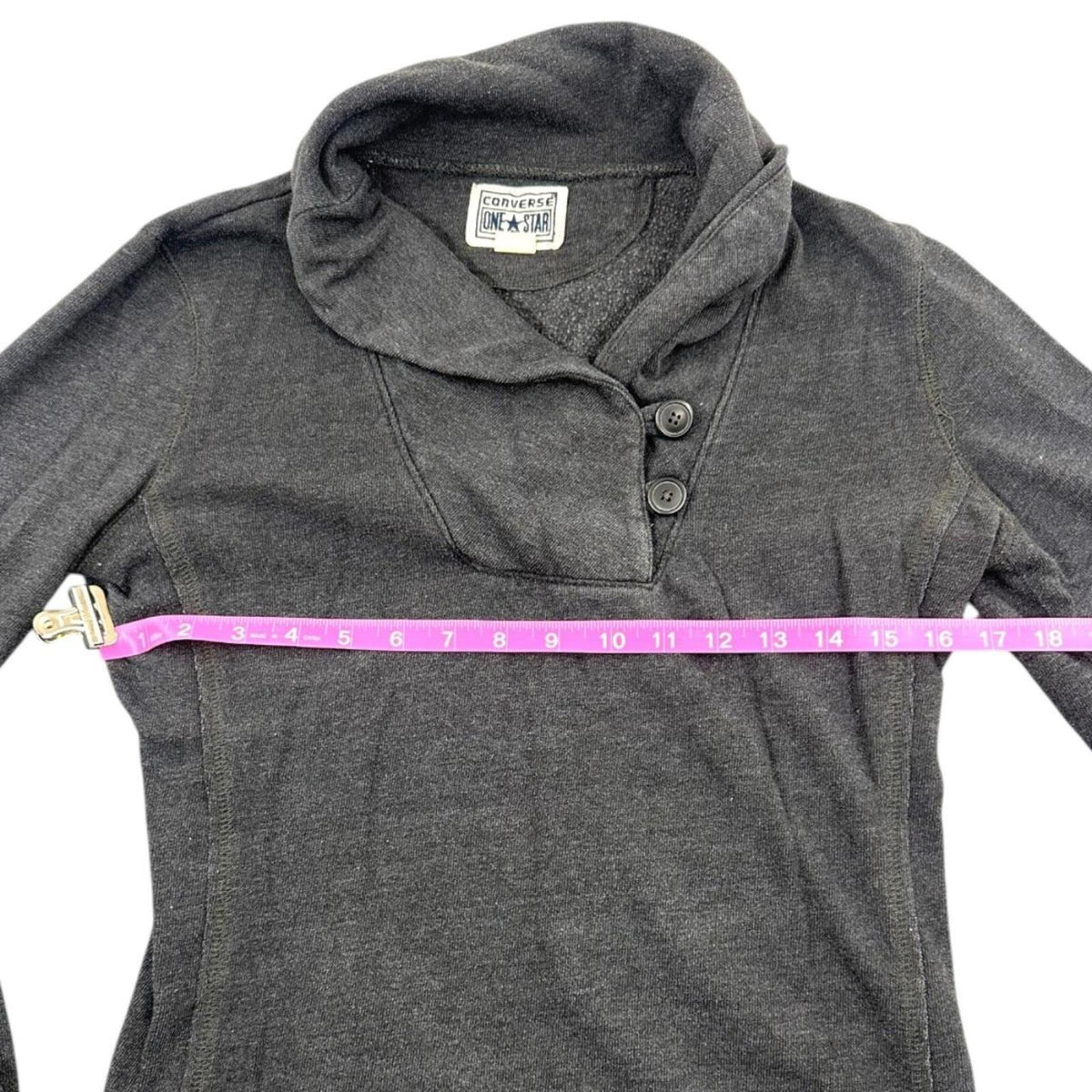Converse One Star Pullover Sweatshirt Gray Black Cowl