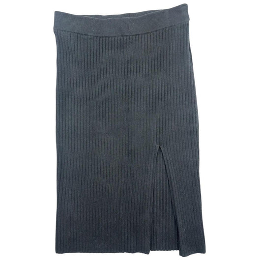 Abercrombie & Fitch Black Ribbed Knit Midi Skirt