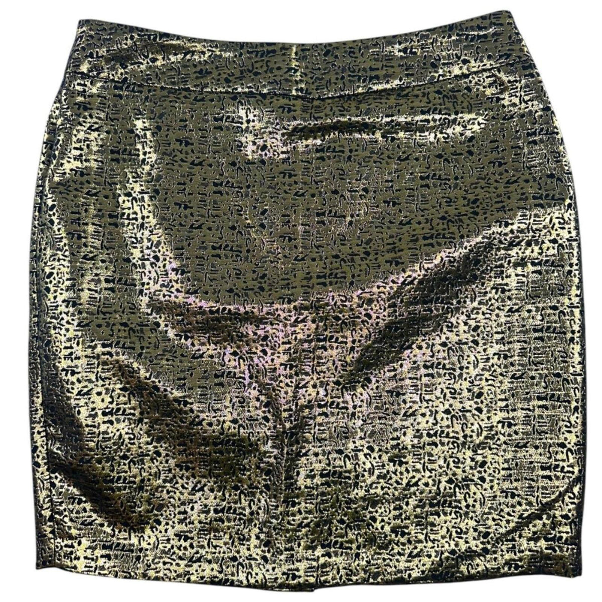 Alyx Gold Metallic Mini Skirt Y2K Luxe Liquid Gold Jacquard A Line Skirt