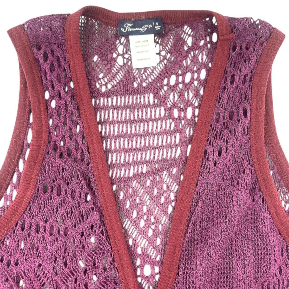Lily By Firmiana Bohemian Crochet Vest Purple Burgundy Y2K Fairycore