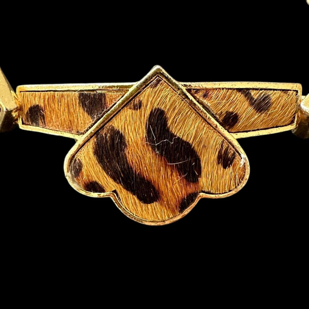 Leopard Print Gold Tone Spade Bracelet