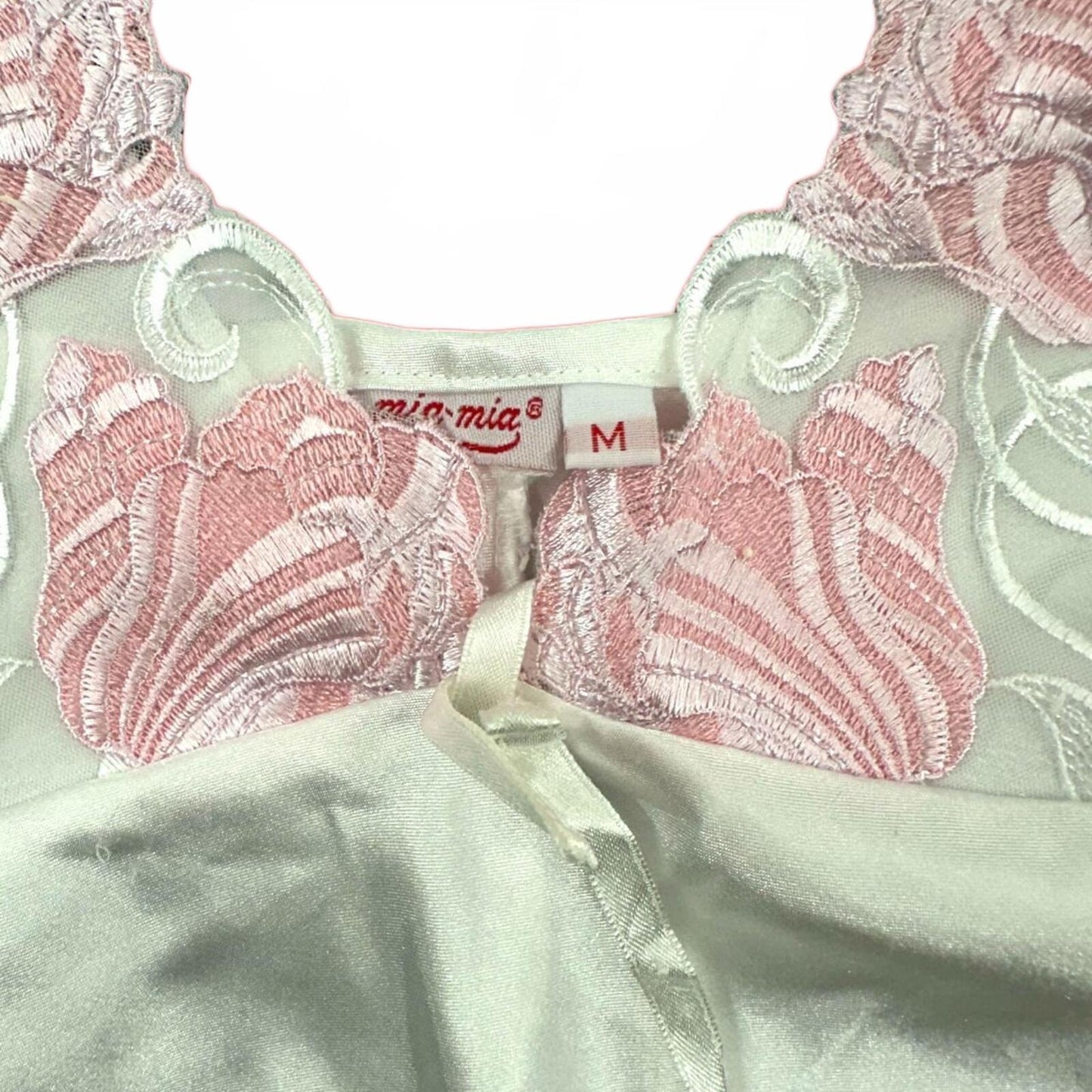 Mia Mia White Lace Trim Slip Dress Elegant Loungewear Coquette Girl