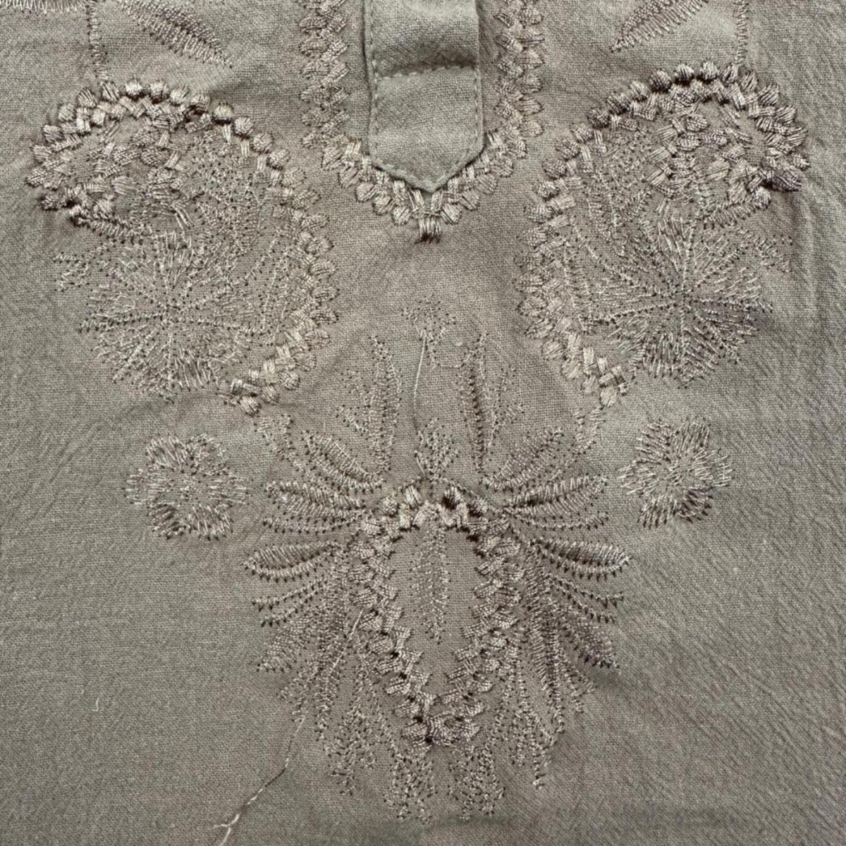 Tan Embroidered Bohemian Henley Top 3/4 Sleeves