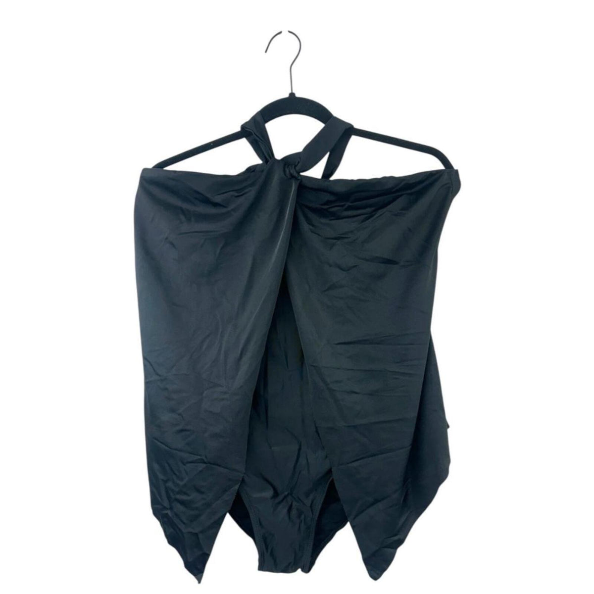 Black Halter One Piece Swimsuit Wrap Convertible Beachwear