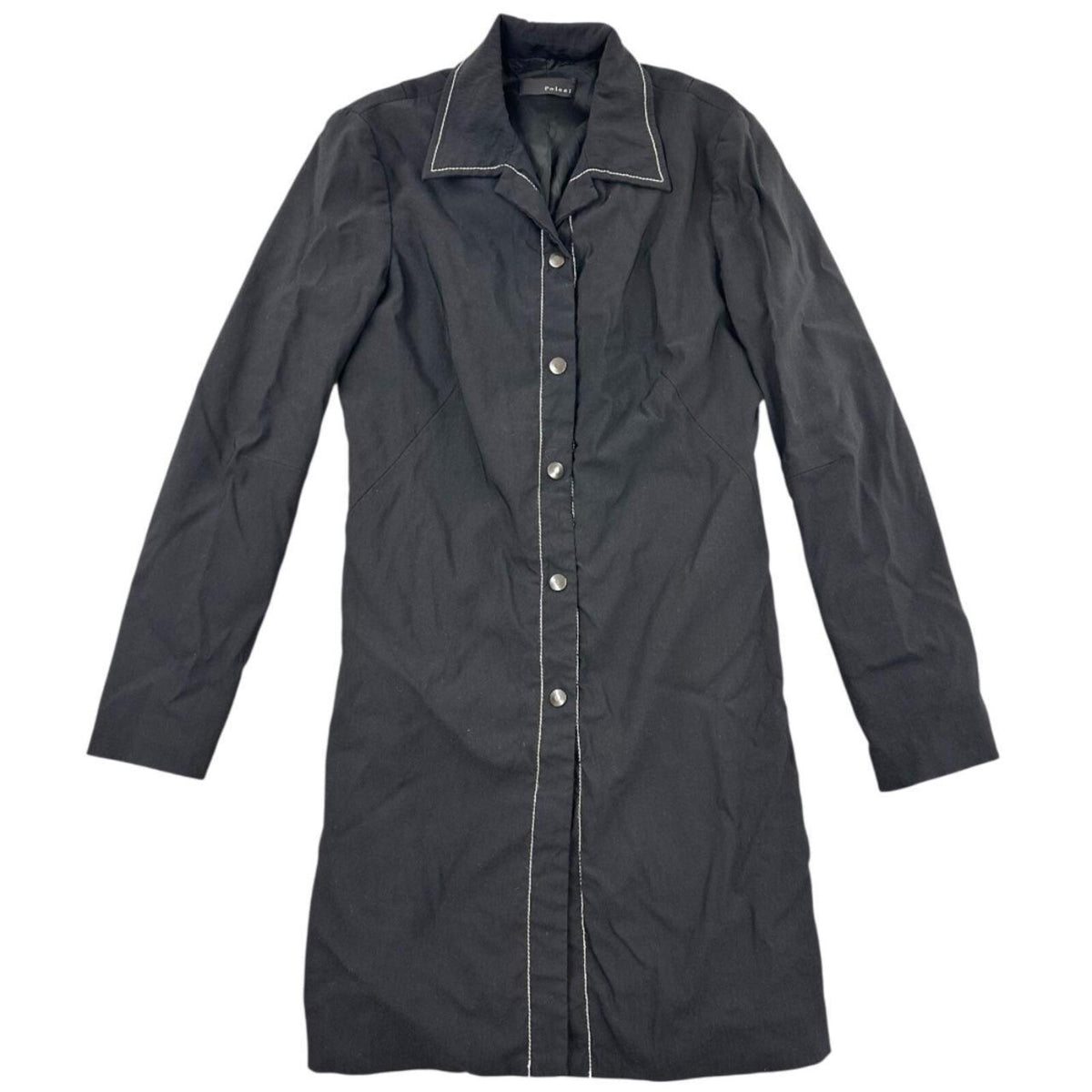 Poleci Black Longline Shirtdress with White Contrast Stitching Whimsigoth Preppy