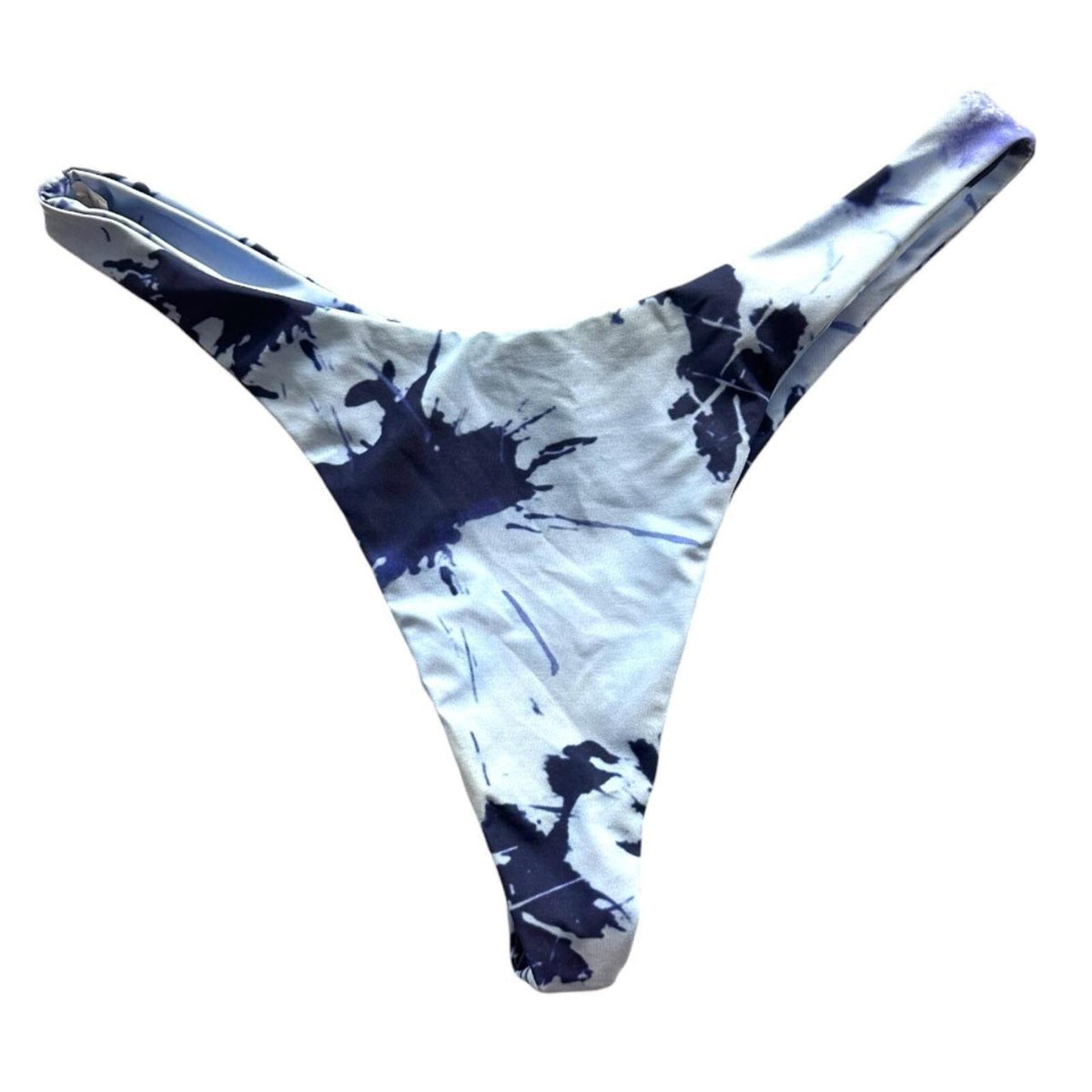 SHEIN Blue Purple Tie Dye Indie Punk Two Piece Bikini Set with Short Sleeve