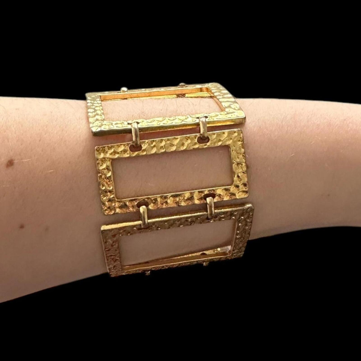 Bold Gold Tone Geometric Statement Bracelet