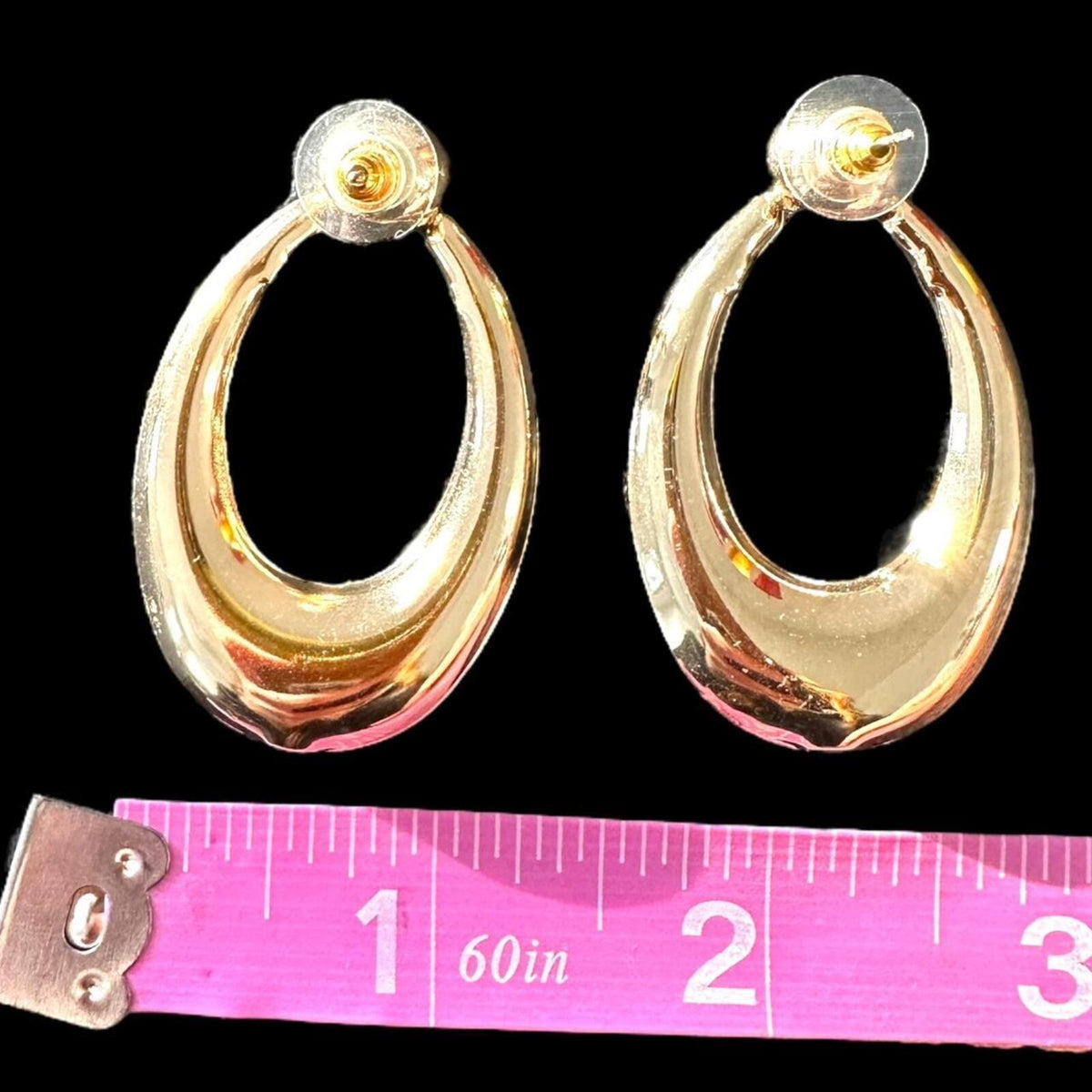 Gold Tone Oval Hoop Earrings