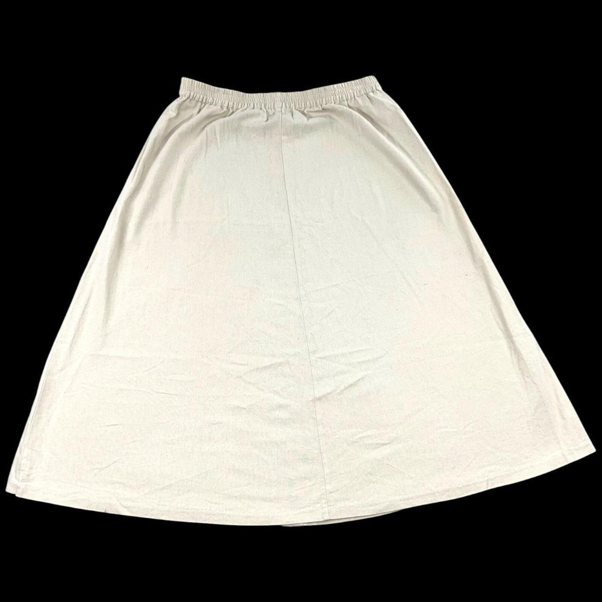 Chadwicks Beige Button Front Midi Skirt Petite Small A Line Elastic Waist Boho