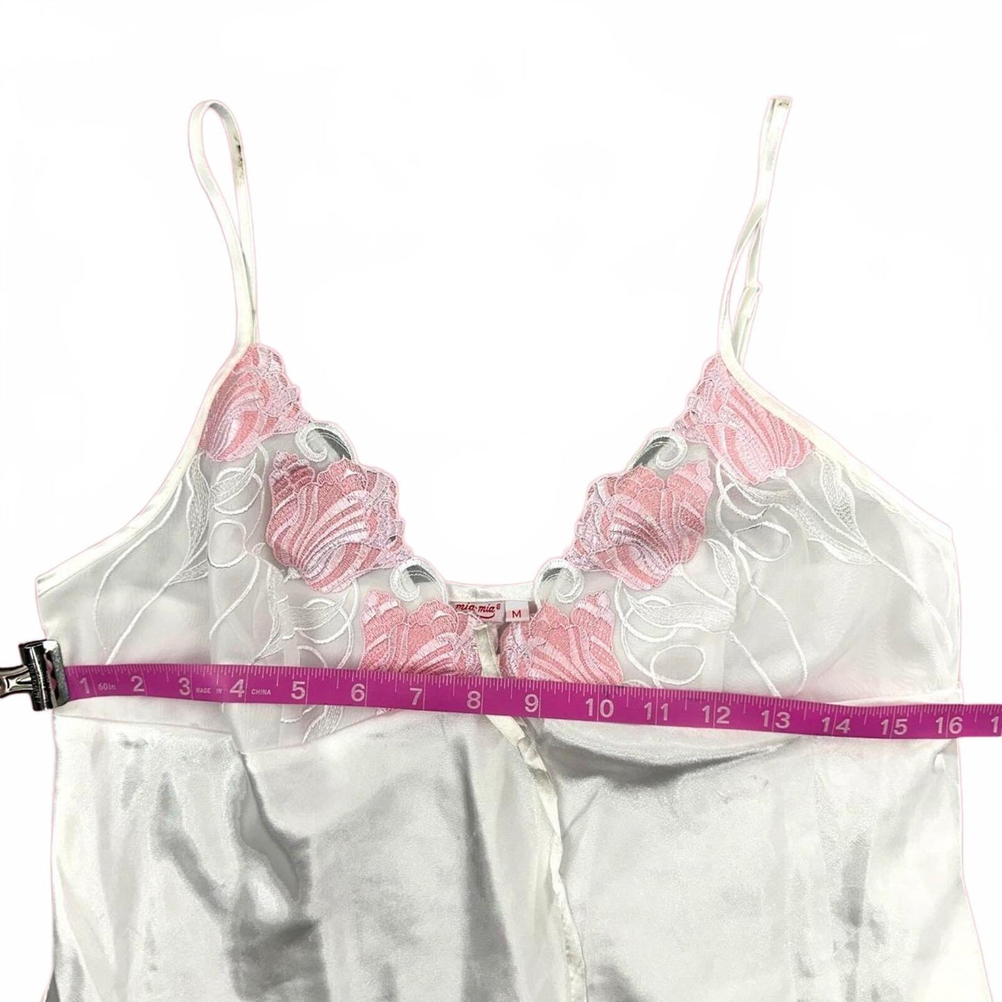 Mia Mia White Lace Trim Slip Dress Elegant Loungewear Coquette Girl