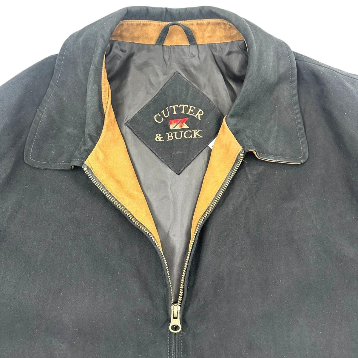 Cutter & Buck Black Bomber Jacket Water Resistant Microfiber Casual