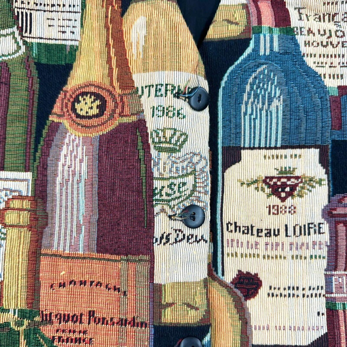 Chris's Stuff Vintage Wine Bottle Tapestry Vest Bohemian Whimsigoth
