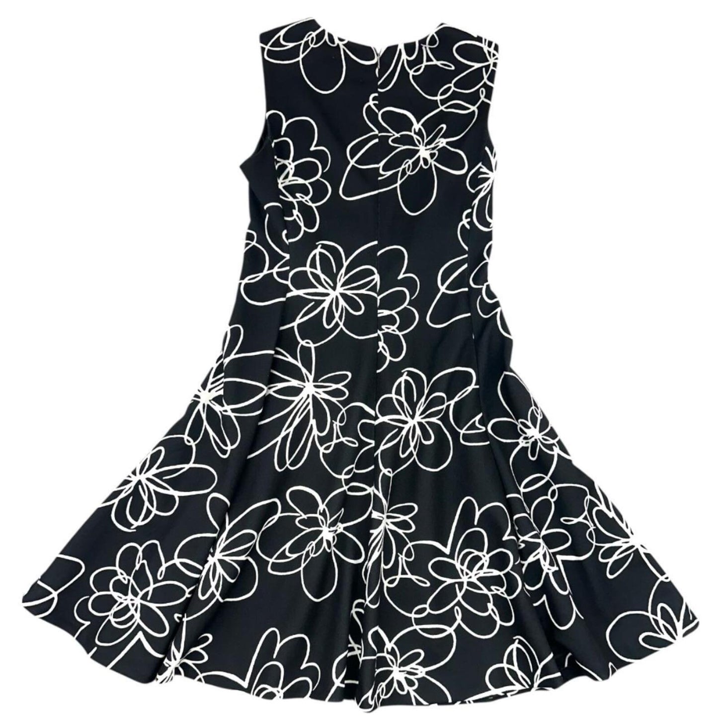DKNY Sleeveless Fit and Flare Dress Black with White Floral Print