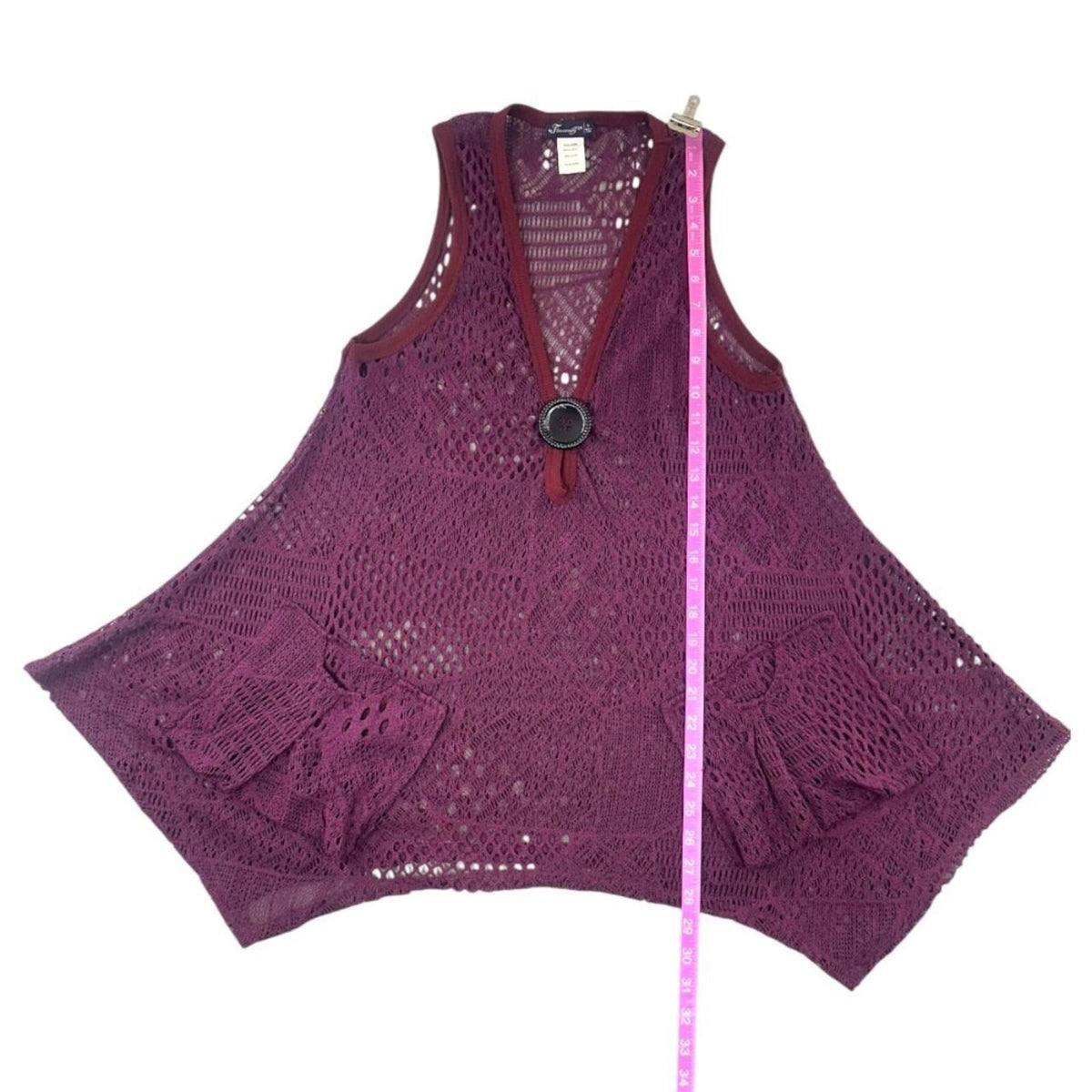 Lily By Firmiana Bohemian Crochet Vest Purple Burgundy Y2K Fairycore