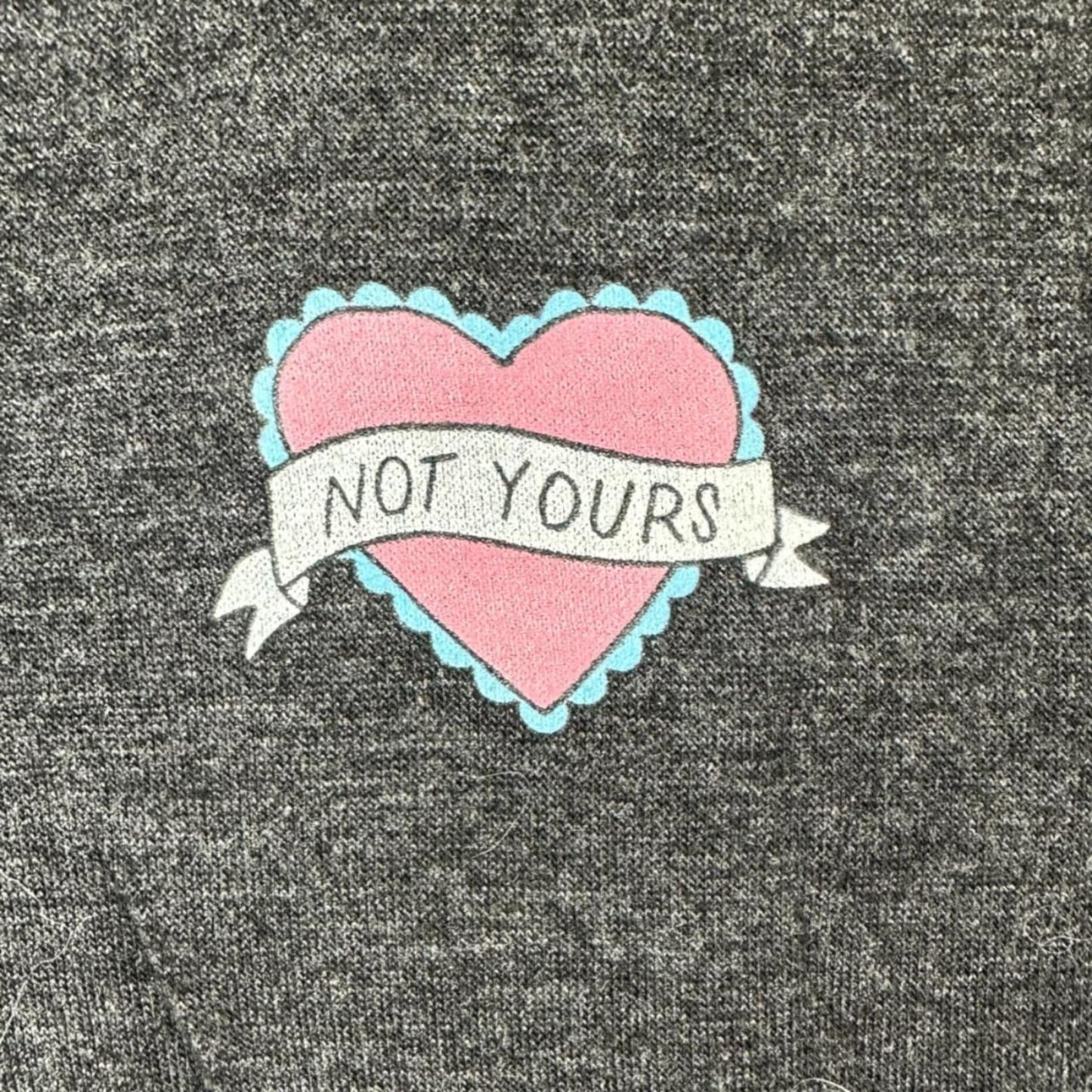 NWT Empyre Grey Graphic Tee with Not Yours Heart Patch