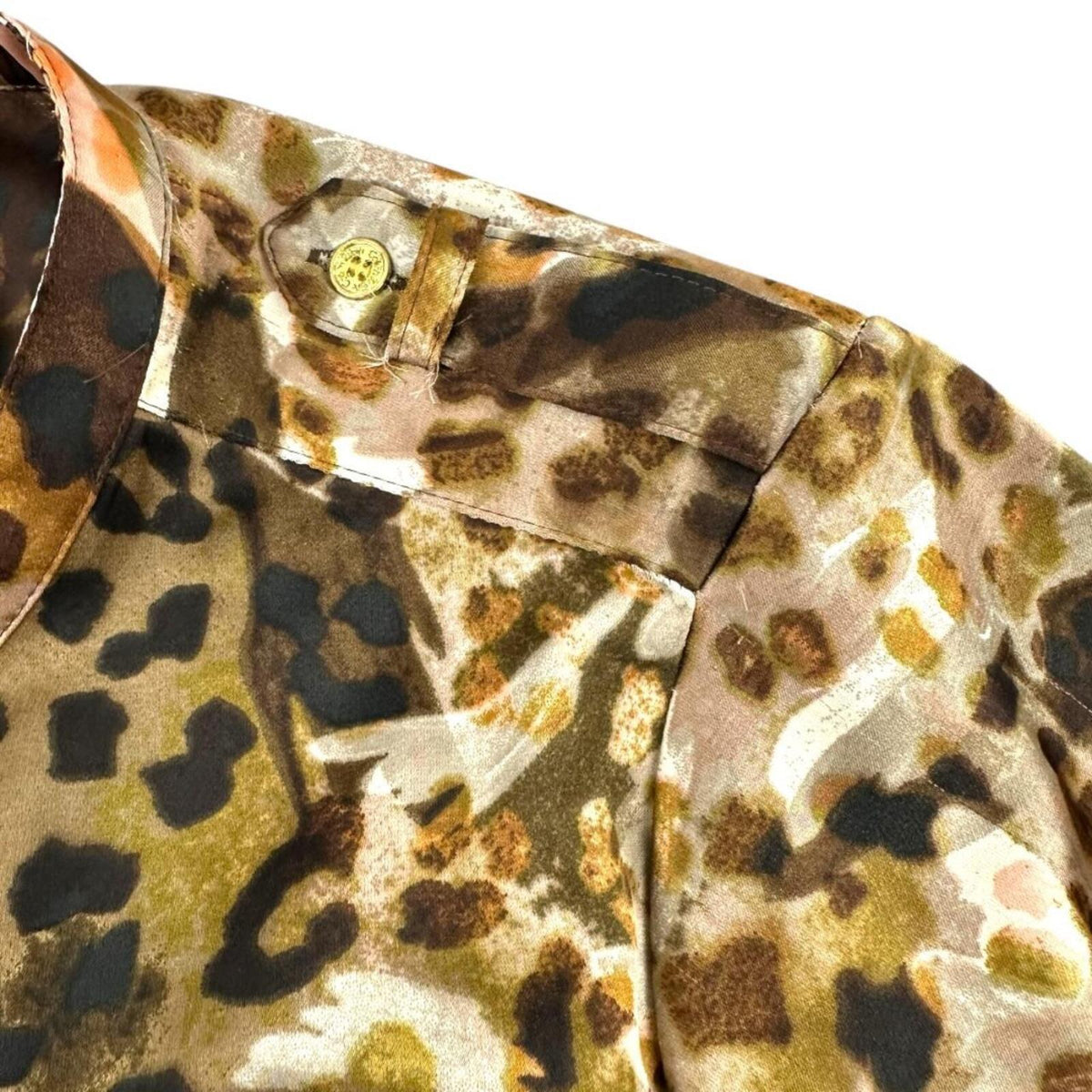 Calvin Klein Brown Cream Leopard Print Long Sleeve Button Down