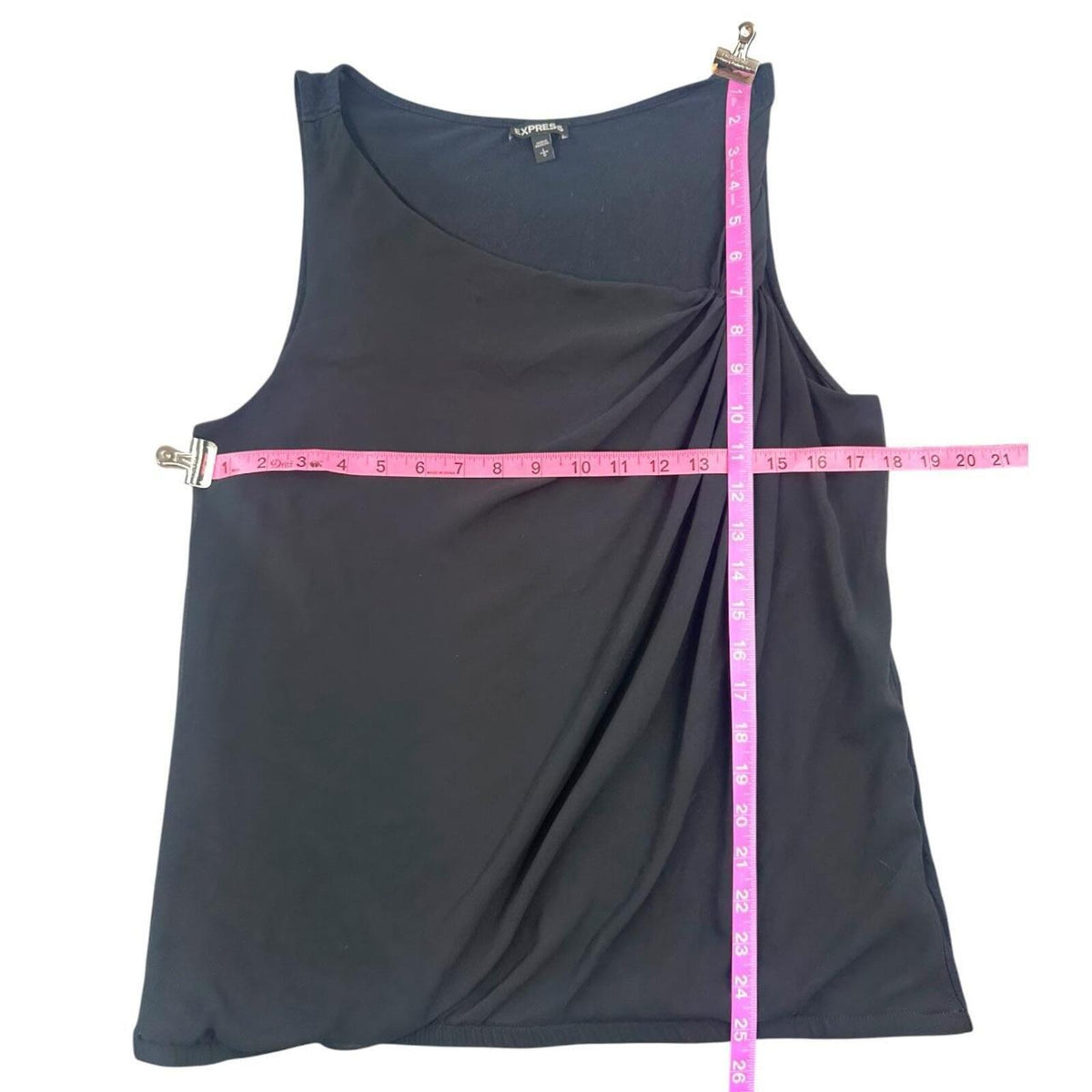 Express Black Asymmetrical Draped Tank Top Office Siren Y2K Minimalist