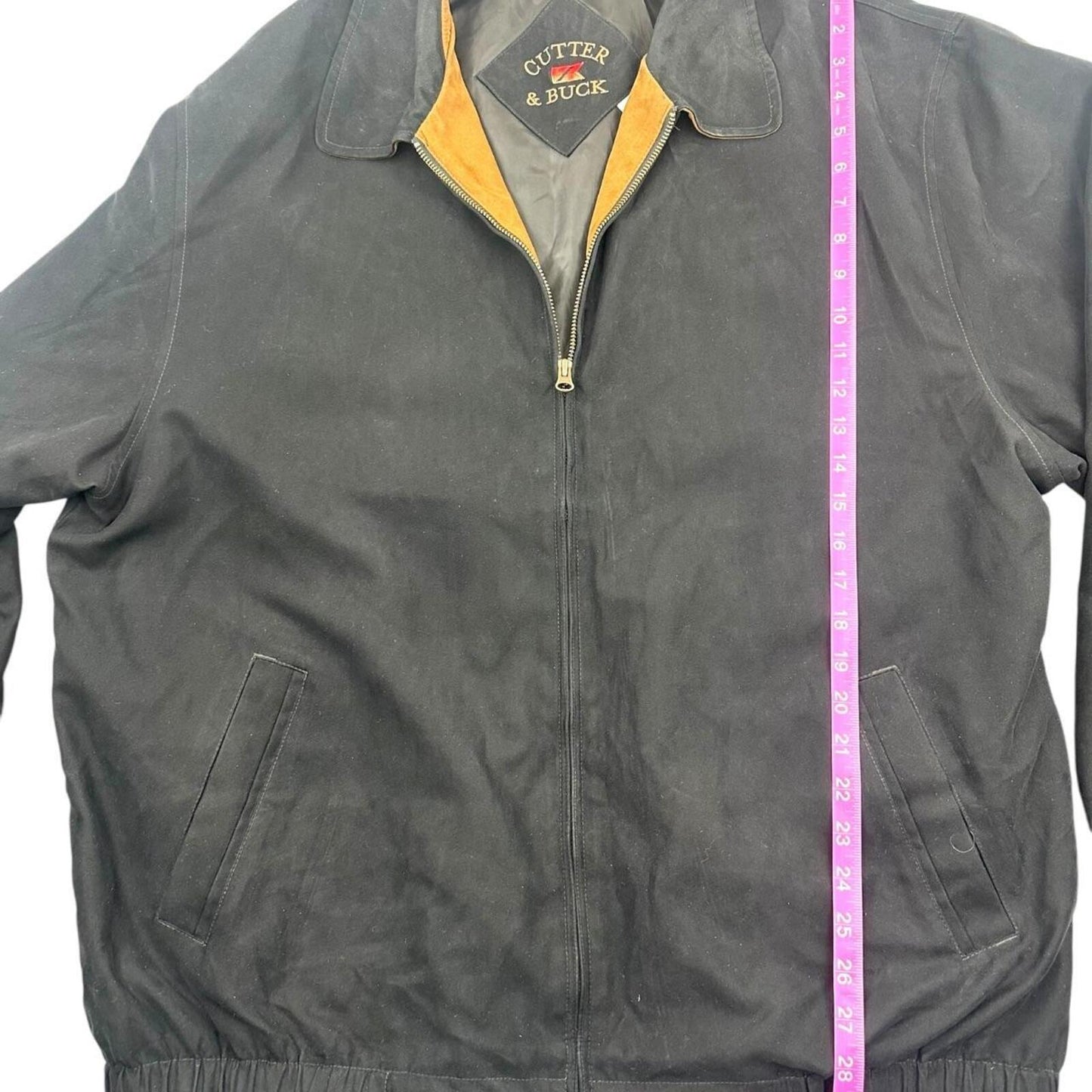 Cutter & Buck Black Bomber Jacket Water Resistant Microfiber Casual