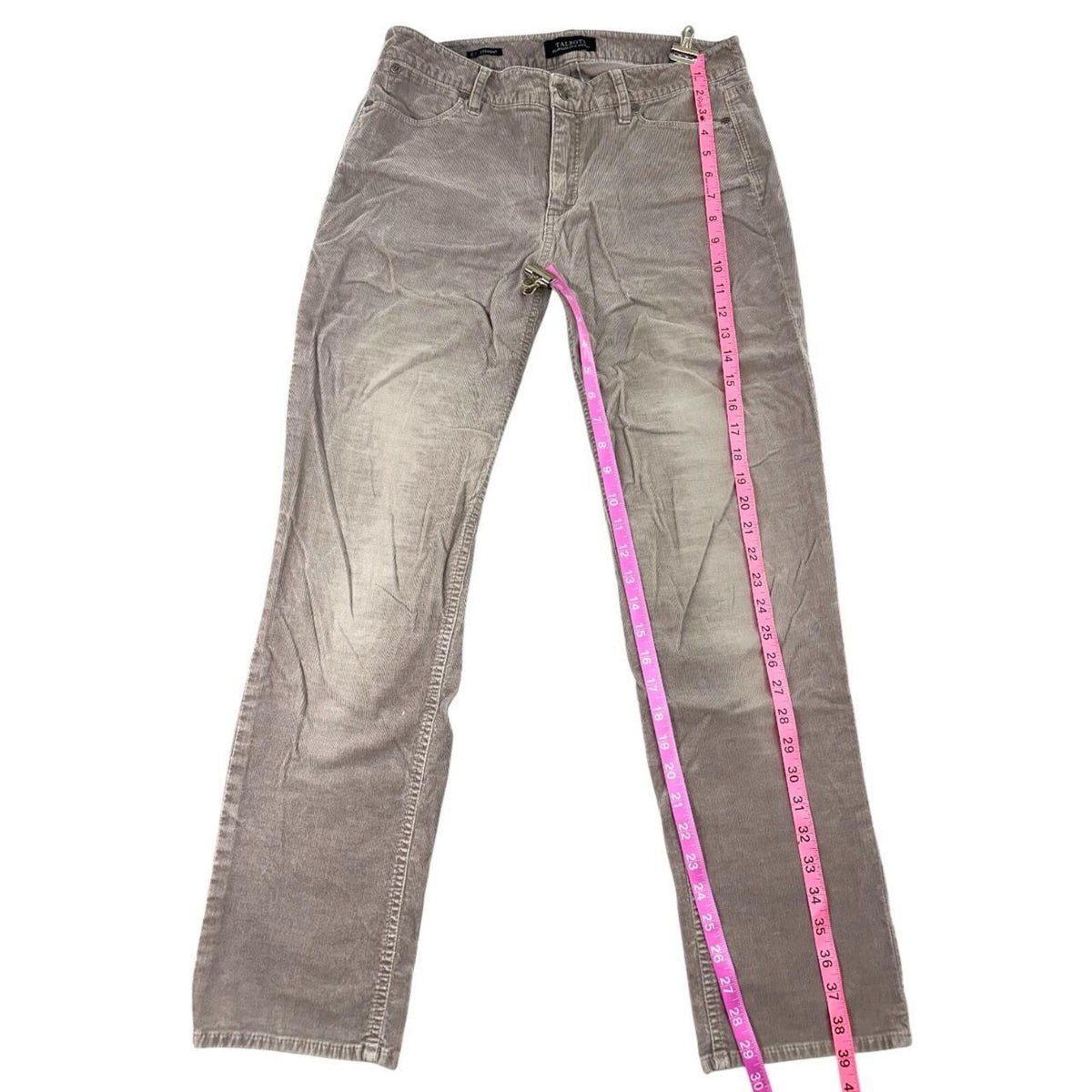 Talbots Light Grey Fine Wale Corduroy Straight Leg Pants Flawless Five